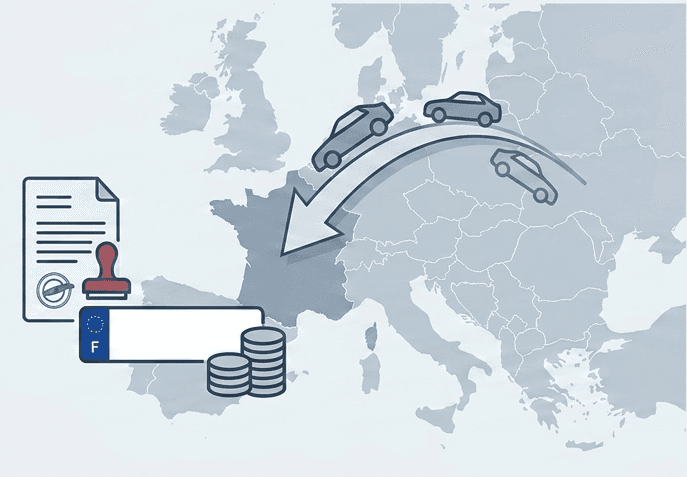 Illustration of importing and registering a foreign vehicle in France